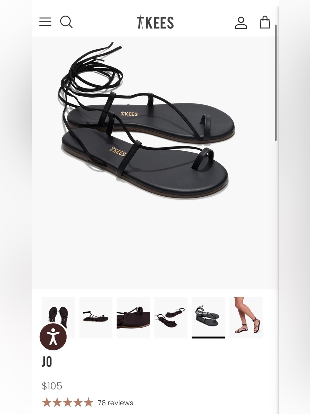 TKEES Jo Lace-Up Black Leather Sandals